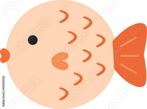 Cute Cartoon Goldfish Swimming Underwater Illustration
