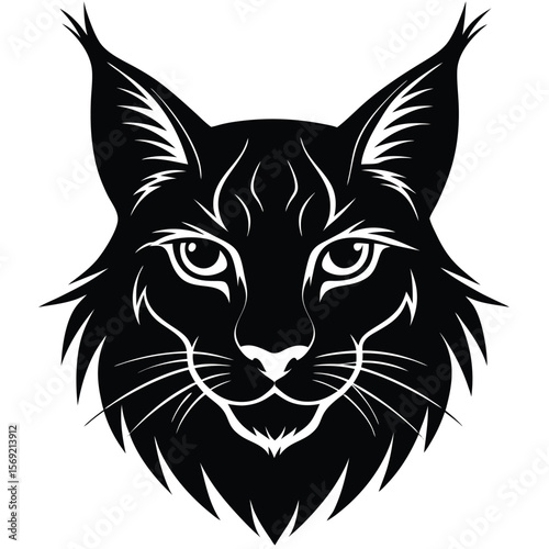 Lynx Silhouette Illustration with Distinct Ear Tufts a Wild Cat Design Element