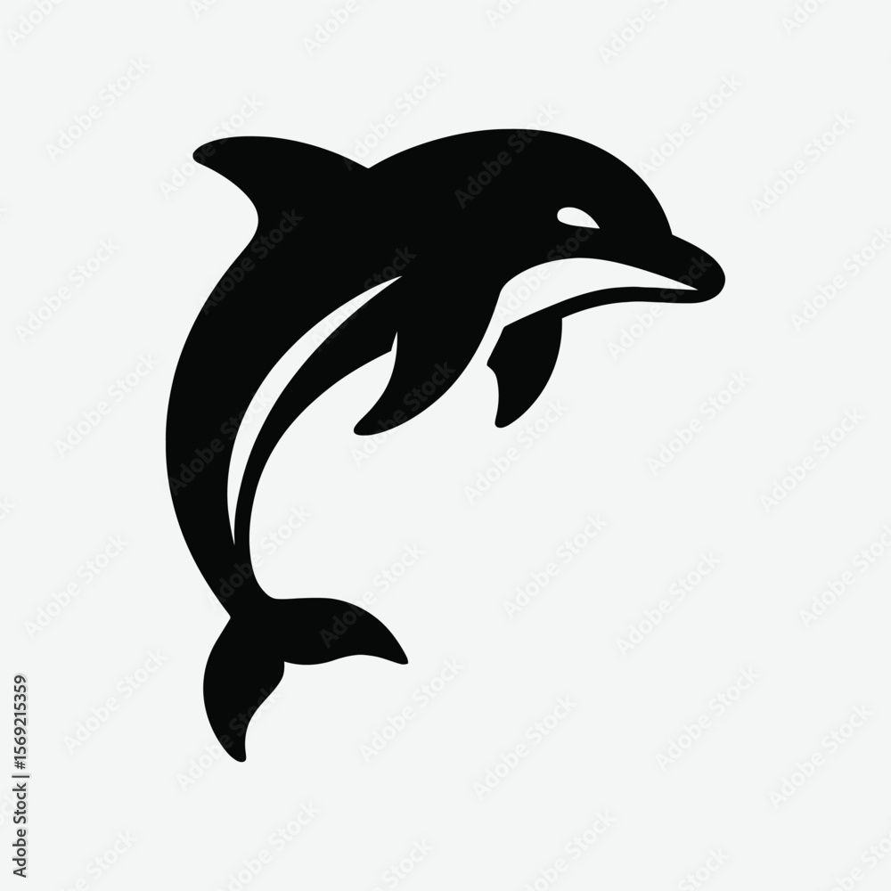 Obraz premium Jumping Dolphin Silhouette Vector Illustration