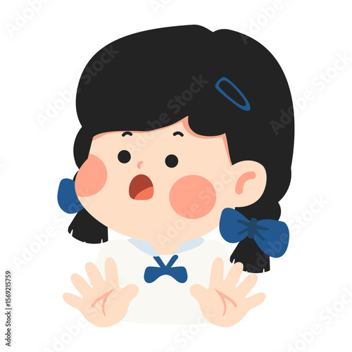 Cartoon Illustration of a Surprised Girl