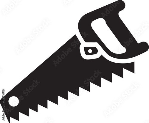 hand saw flat silhouette icon vector