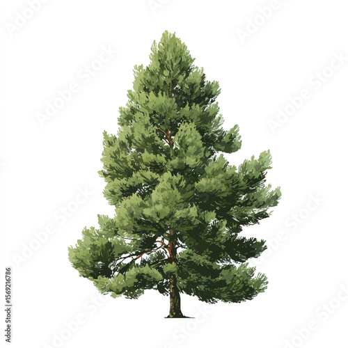 pine tree isolated in White Background, pine tree vector, Flat lay vector illustration