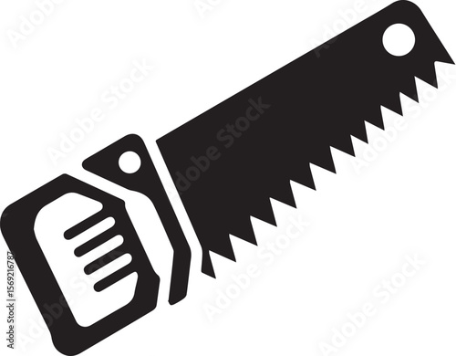 hand saw flat silhouette icon vector