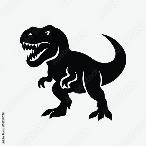 Ferocious T-Rex Dinosaur Silhouette Vector Illustration