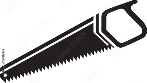 hand saw flat silhouette icon vector