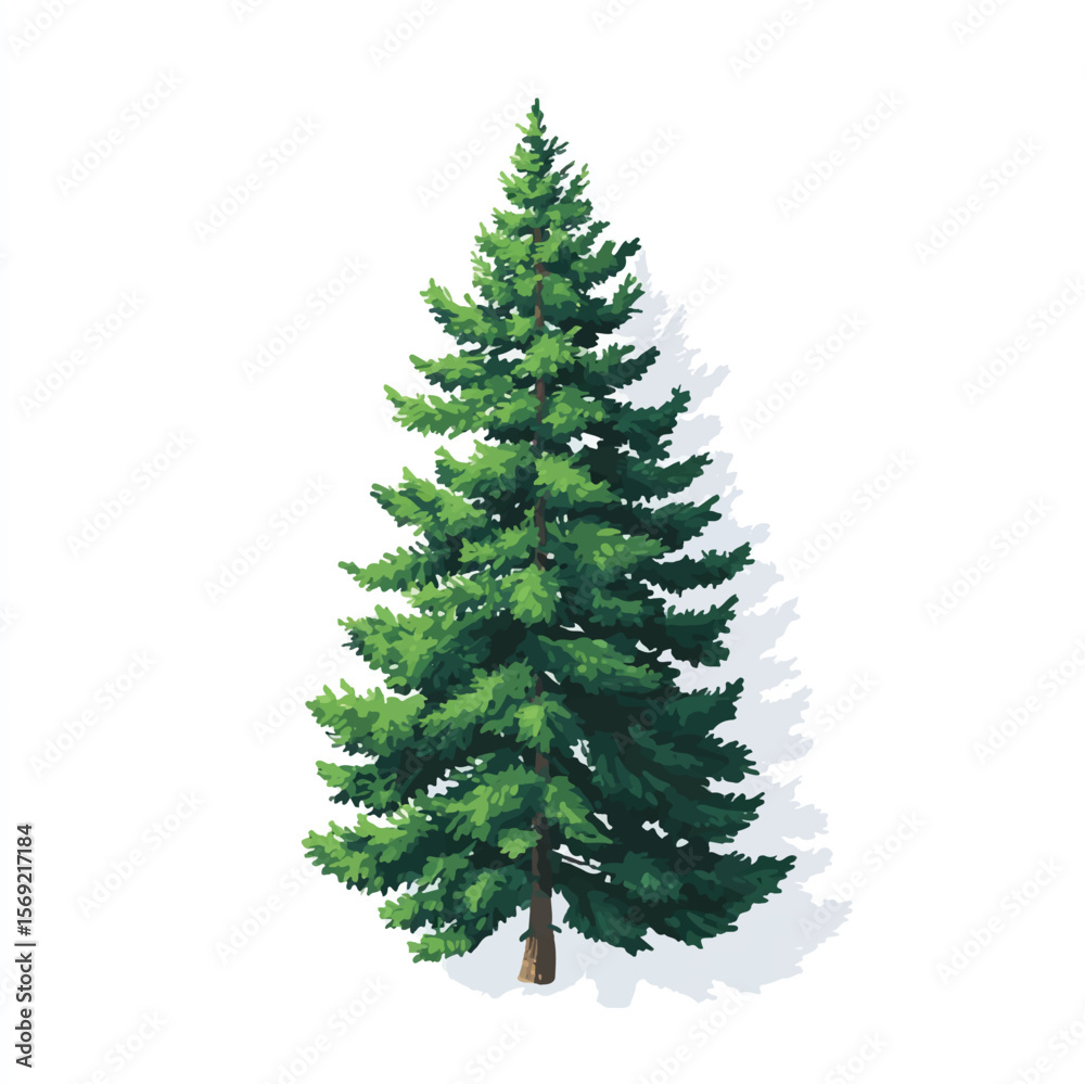 Obraz premium pine tree isolated in White Background, pine tree vector, Flat lay vector illustration