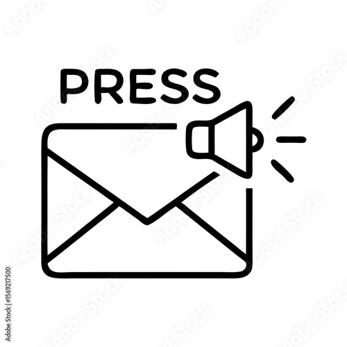 Press release notification with envelope and loudspeaker icon  