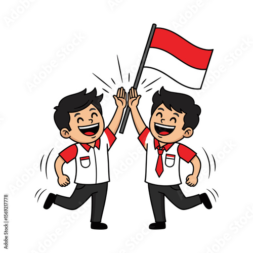 Cartoon boys celebrating