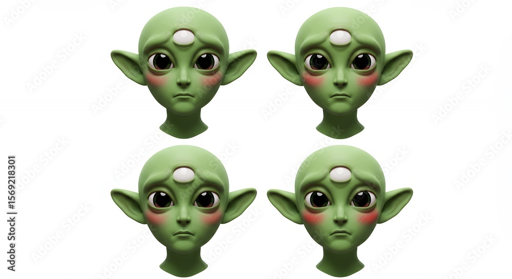 Fototapeta premium Alien faces expressions collection