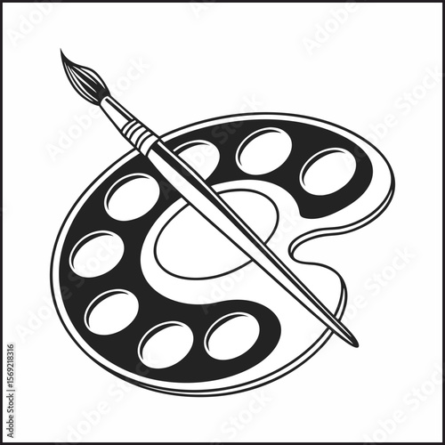 Paint Tray icons set line and glyph vector stock illustration