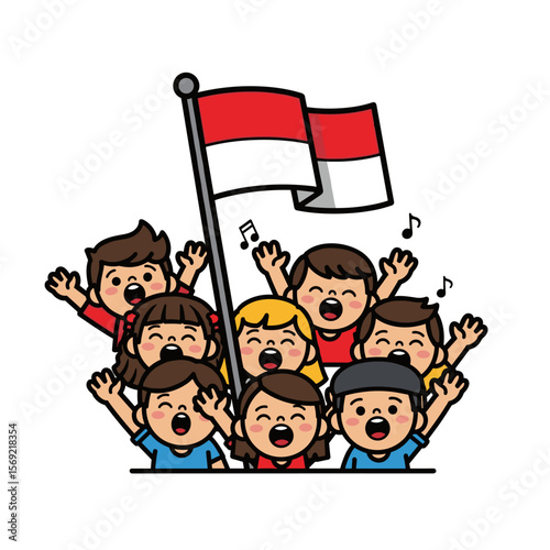 Children singing national anthem