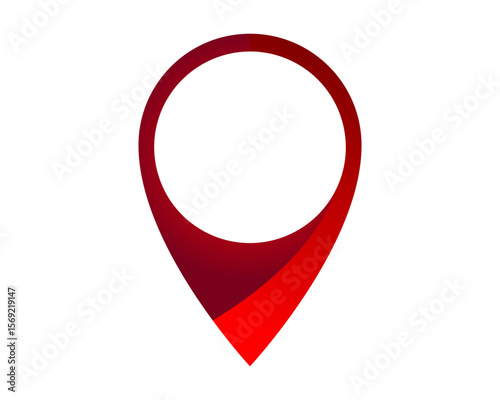 Elegant location pin with red gradient. Ideal for mapping applications, travel guides,  presentations. Represents destination, place  geographic info.