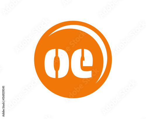 OE sport emblem or team logotype. Ball logo with a combination of Initial letter O and E for balls shop, sports company, training, club badge.