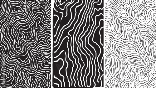 black color's set Topographic map lines, contour Vector contour topographic map transparent background.