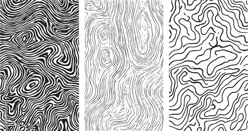 black color's set Topographic map lines, contour Vector contour topographic map transparent background.