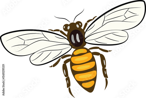 Bee honey worker EPS vector illustration isolated on white background