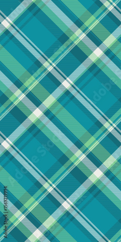 20s vector seamless tartan, dog tooth pattern texture fabric. Decorate background check textile plaid in cyan and green colors.