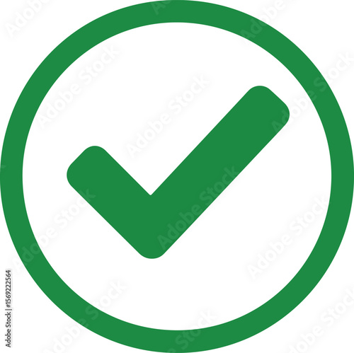 Green Check Mark Icon – Tick Symbol in Circle for Approval or Success


