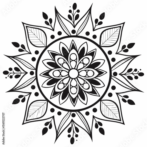 Abstract floral ornament design with vector pattern and decorative elements