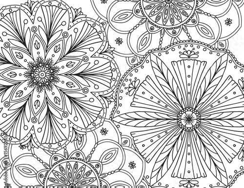 Abstract floral background. Coloring page for adults and children.