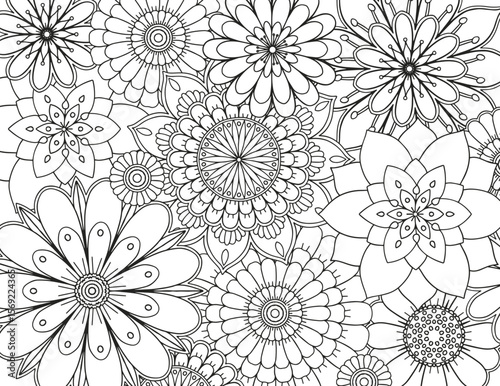 Abstract floral background. Coloring page for adults and children.