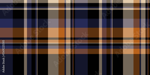 Stylish autumnal plaid pattern in rich navy, burnt orange, and beige.  Perfect for textile design, website backgrounds, or fallthemed projects.