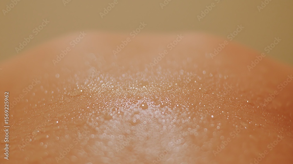 Fototapeta premium Glistening Skin Texture with Dew Drops and Bokeh