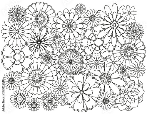 Abstract floral background. Coloring page for adults and children.