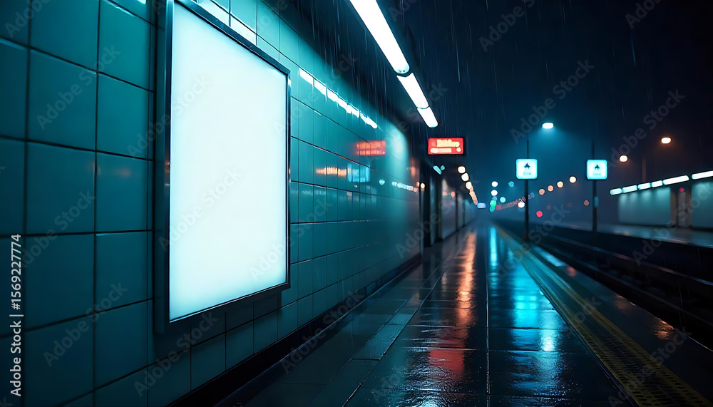 Obraz premium subway station in Moscow, blank poster, billboard, HD and 4K image