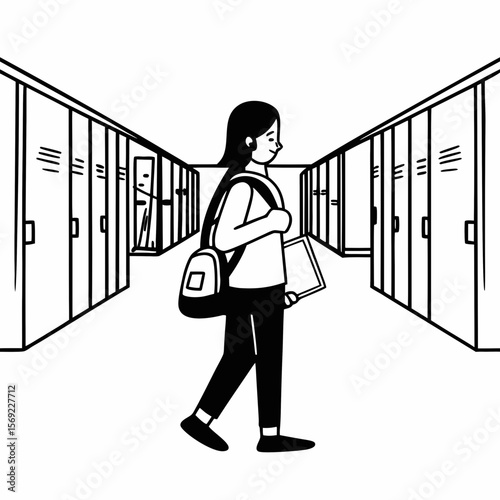 Girl going for lecture in college