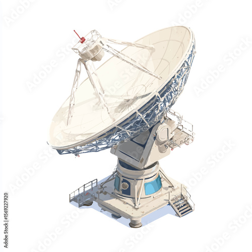 radio dish isolated in White Background, radio dish vector, Flat lay vector illustration