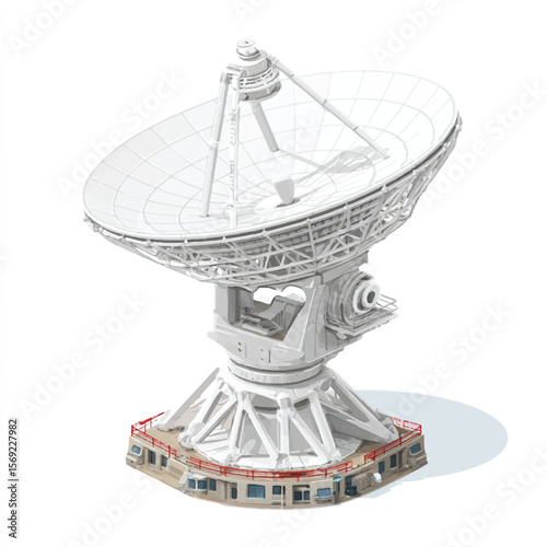 radio dish isolated in White Background, radio dish vector, Flat lay vector illustration