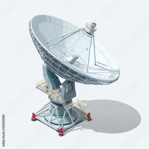 radio dish isolated in White Background, radio dish vector, Flat lay vector illustration
