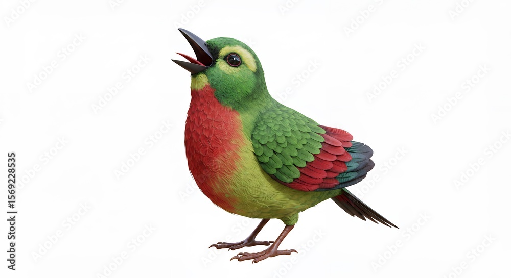 Fototapeta premium Colorful singing bird illustration