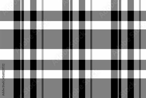 Thin vector background texture, comfortable textile fabric seamless. Costume plaid pattern tartan check in gray and black colors.