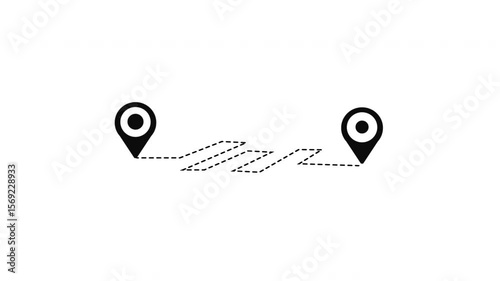 Animated Route with two Point Location Destination on White Background .suitable  navigation, journey, travel and logistics. alpha channel only 4k