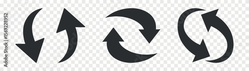refresh arrow flat vector icon set