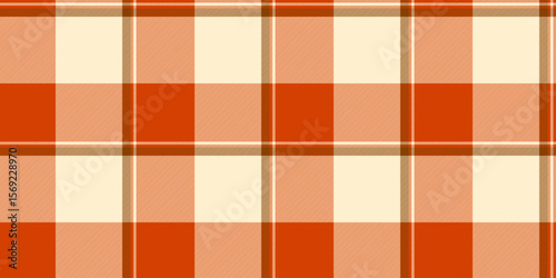 Warm autumnal plaid pattern in shades of burnt orange and cream. Perfect for fallthemed designs, textile prints, website backgrounds, or packaging.
