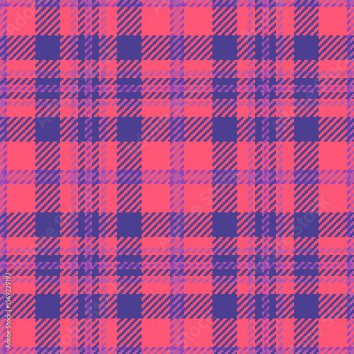 Vibrant tartan pattern in shades of pink and violet. A versatile, eyecatching design ideal for textiles, fashion, backgrounds, and creative projects needing a bold flair.