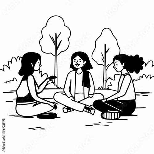 Girls chatting after the lecture
