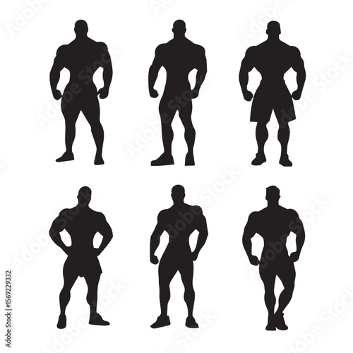 bodybuilder silhouette set, Black & White silhouette set
