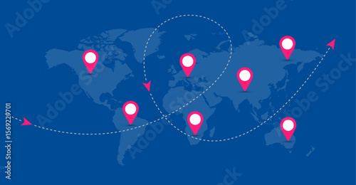 mappa, mondo, viaggio, vacanza, tappe, 