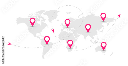 mappa, mondo, viaggio, vacanza, tappe, 