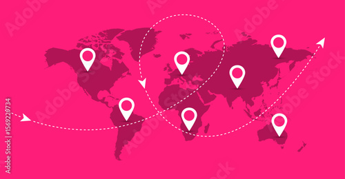 mappa, mondo, viaggio, vacanza, tappe, 