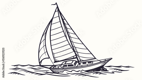 A classic sailboat gliding gracefully across the water, showcasing its elegant design and billowing sails.