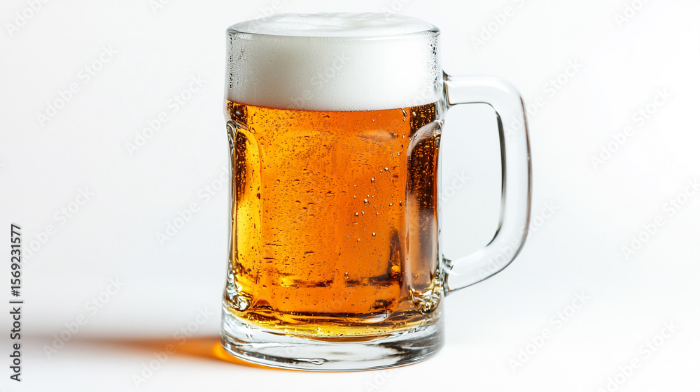 a glass mug with beer isolated on white background a glass mug with beer isolated on white background