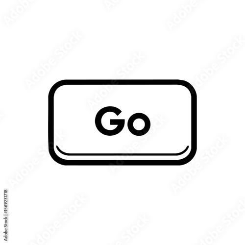 Flat vector icon of a keyboard button labeled "Go", representing call-to-action, launch, or quick access in digital interfaces.