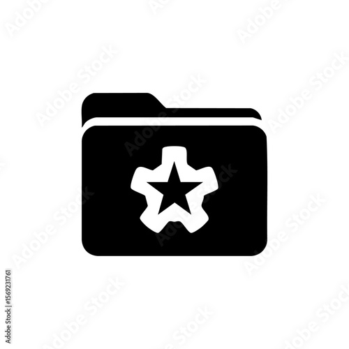 Vector icon of a folder with a star symbol, representing featured or favorite files, top documents, or priority content.