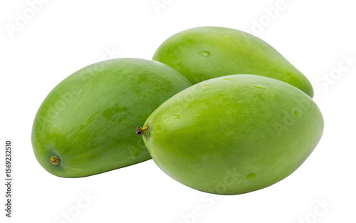 Wallpaper Mural Fresh raw green mangoes isolated on white background for appetizing tropical fruit salad recipes Torontodigital.ca