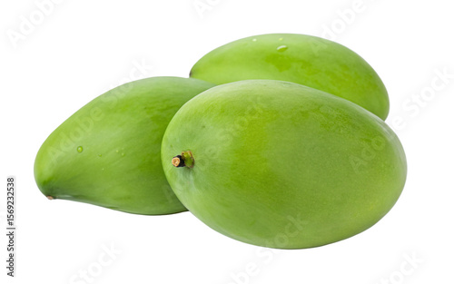 Wallpaper Mural Fresh green mangoes isolated on black background ripe tropical fruit closeup healthy eating produce Torontodigital.ca